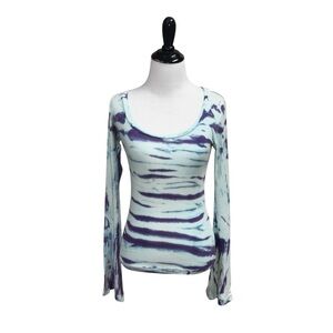 C&C California Vintage Women's Long Sleeve T-Shirt Top Fitted Tie-Dye Stripe